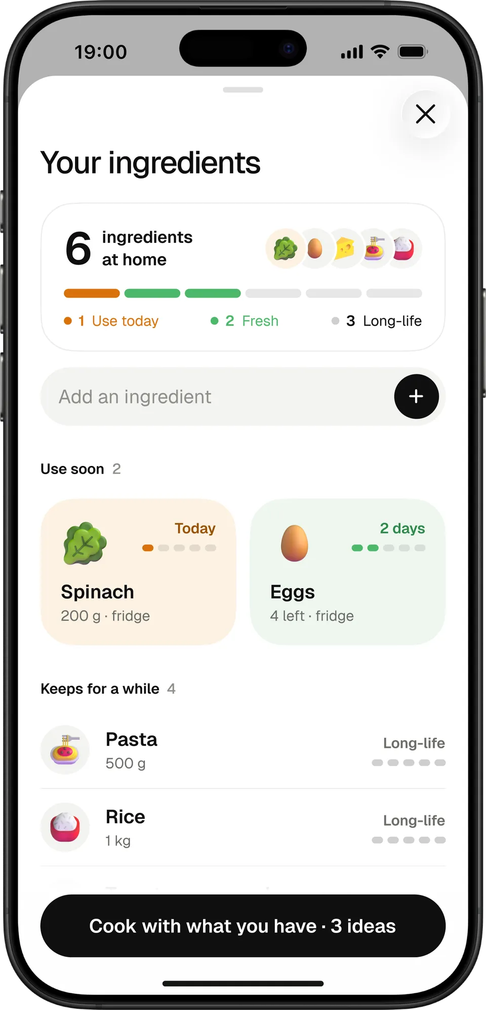 Your ingredients: what is at home and what to use first.