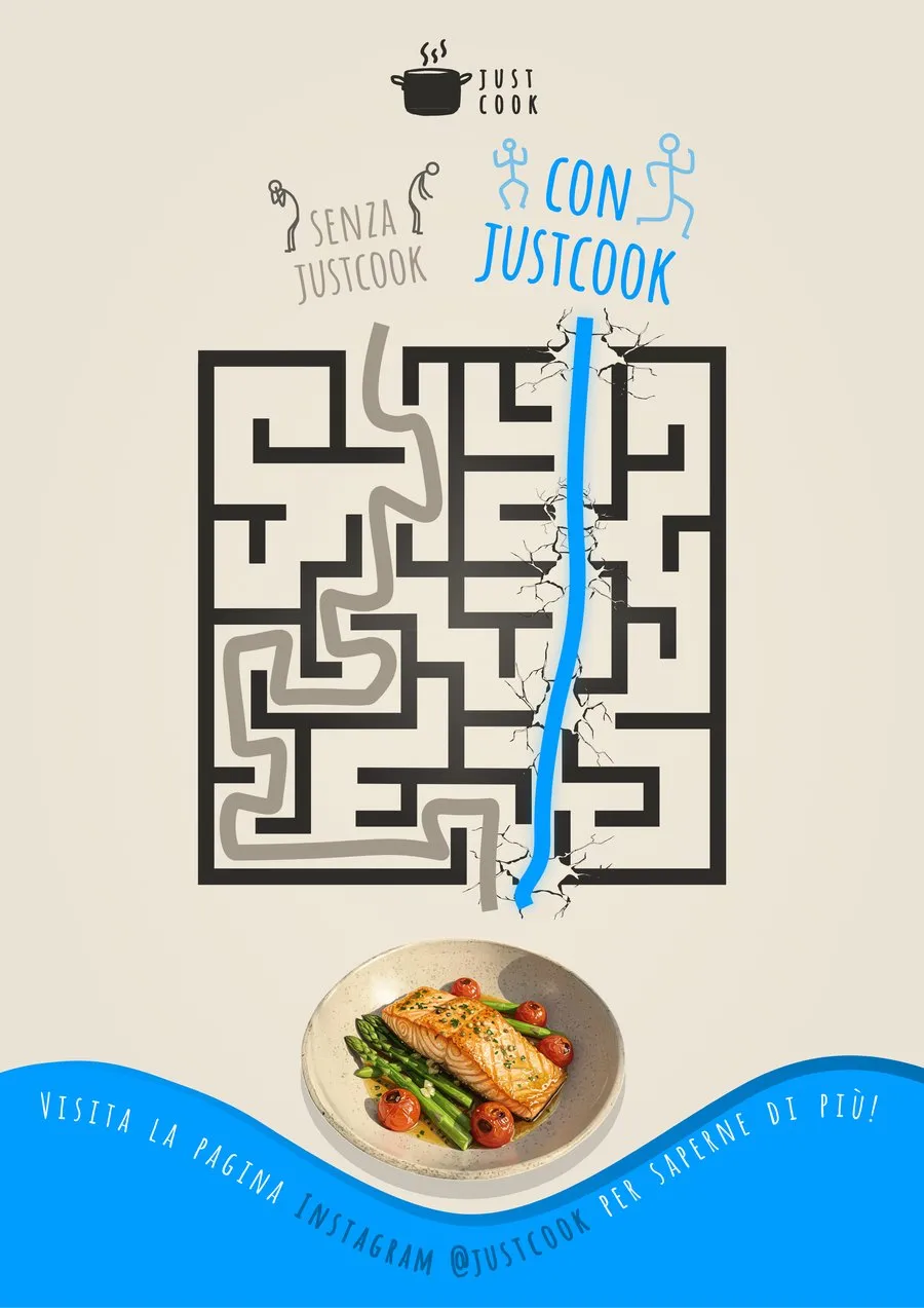 Maze flyer, blue.