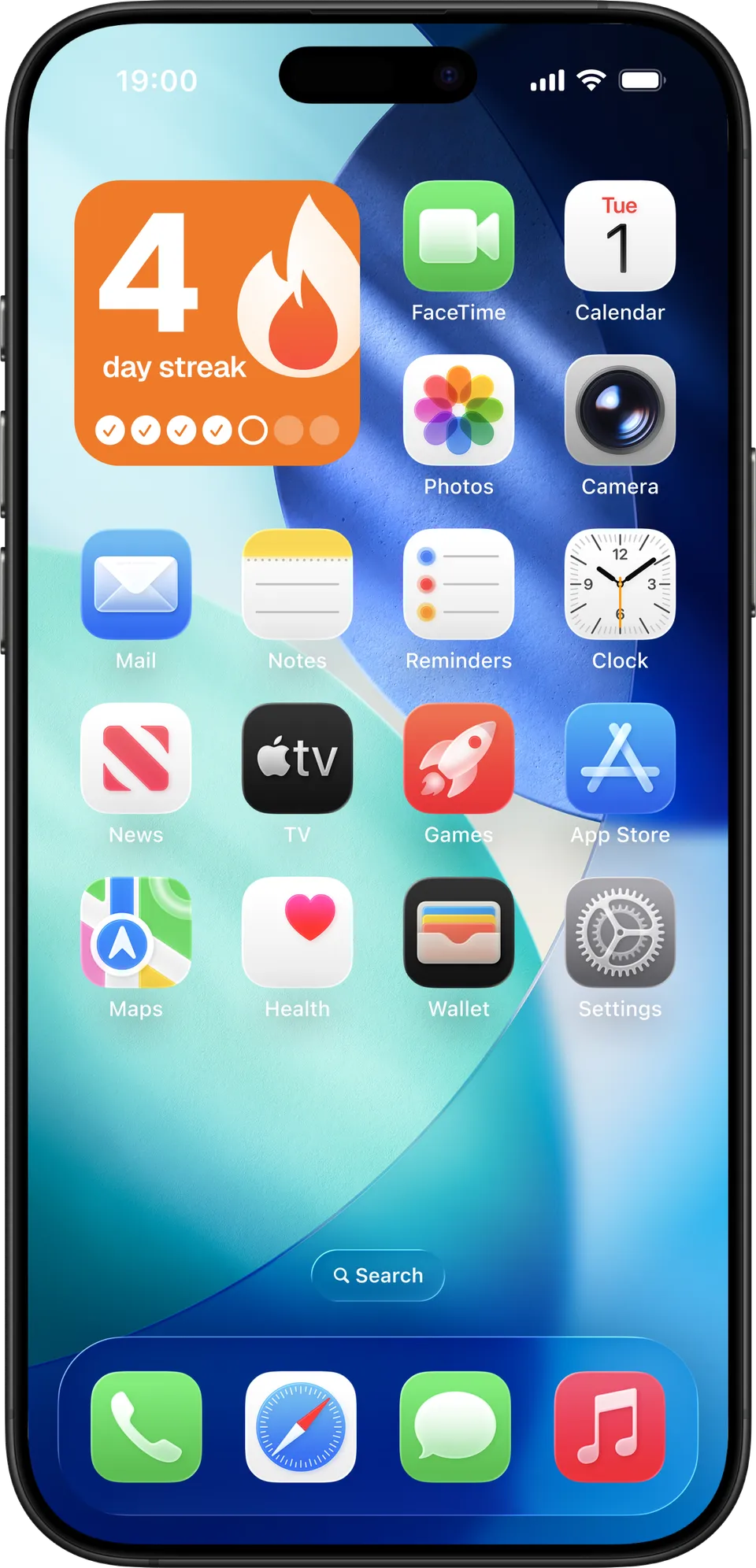 Small Home Screen widget with the cooking streak.